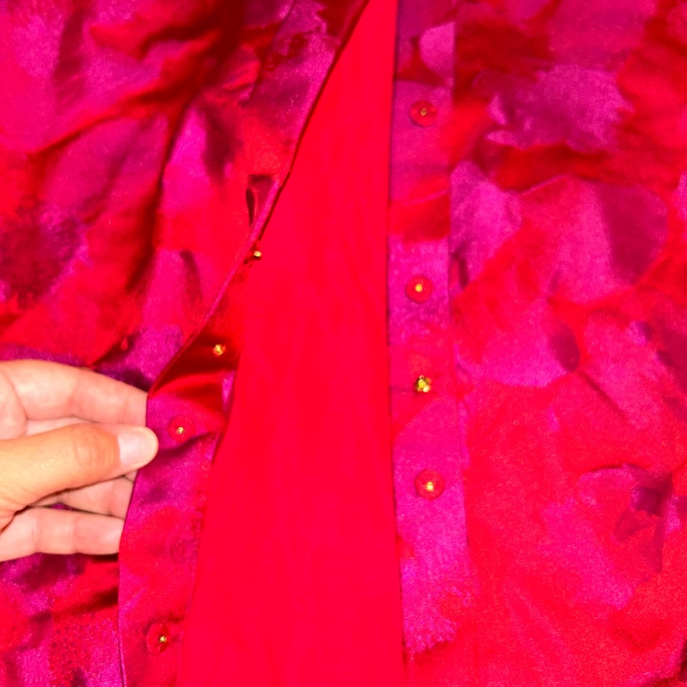 Elie Tahari Red Button Down Shirt - Picture 4 of 5